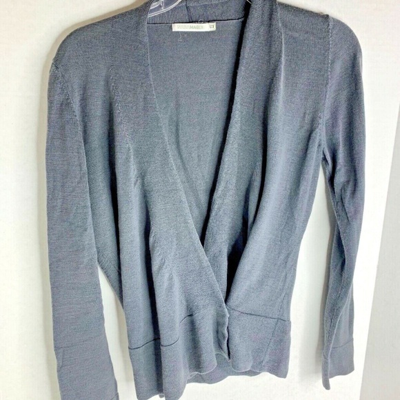 Nara Maglie Womens Sz L Gray Wrap Cardigan Sweater Wrap Tie Waist Wool Blend 60% - Picture 1 of 3